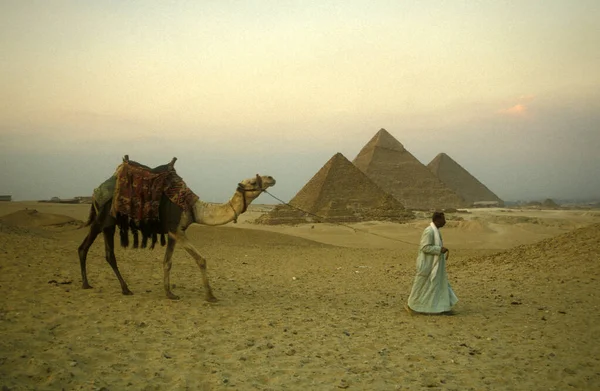 Kuzey Afrika Daki Mısır Başkenti Kahire Yakınlarındaki Giza Piramitleri Nin — Stok fotoğraf