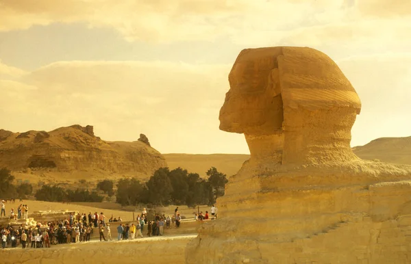 Μνημείο Της Σφίγγας Μπροστά Από Τις Πυραμίδες Της Γκίζας Κοντά — Φωτογραφία Αρχείου