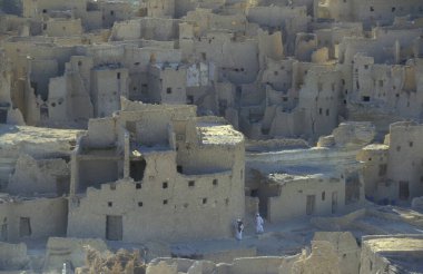Kuzey Afrika 'nın Libya' daki eski Siwa Köyü ya da Doğu Mısır Çölü. Mısır, Siwa, Mart 2000