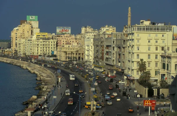 Coast Corniche Road City Alexandria Mediterranean Sea Egypt North Africa — Stock Photo, Image