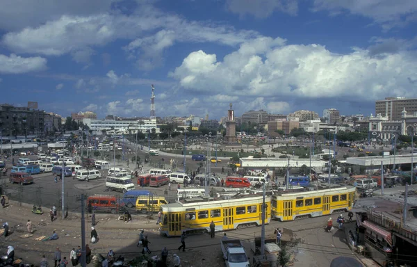 stock image a City Tram or Train at a Square the City Centre in the City of Alexandria on the Mediterranean Sea in Egypt in North Africa,  Egypt, Alexandria, March, 2000