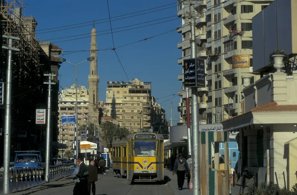 City Tram Train Square City Centre City Alexandria Mediterranean Sea — Stock Photo, Image