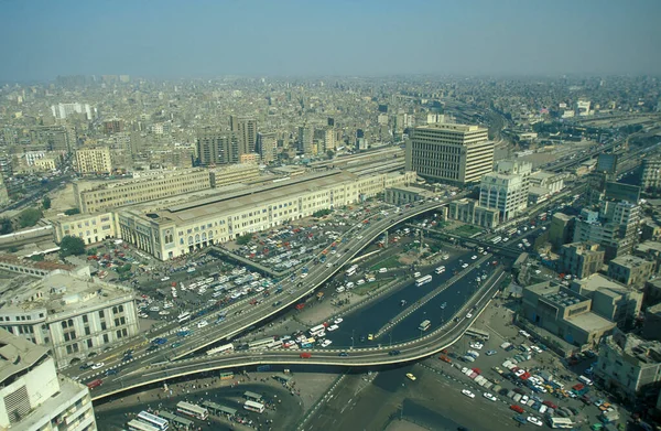 Вид Город Каир Рамзес Площади Железнодорожного Вокзала Столице Египта Северной — стоковое фото