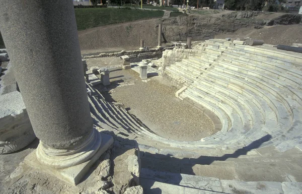 Die Archäologische Stätte Römischen Amphitheater Kom Bekka Stadtzentrum Von Alexandria — Stockfoto