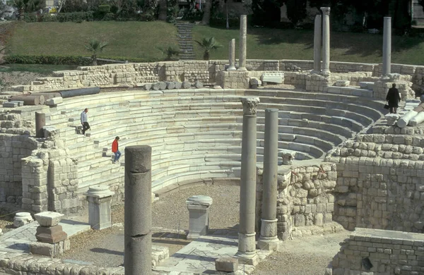 Archaeological Site Roman Amphitheater Kom Bekka City Centre Alexandria Mediterranean — Stock Photo, Image