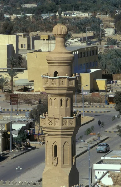 Meczet Miasto Oaza Farafry Libijskiej Lub Zachodniej Pustyni Egiptu Afryce — Zdjęcie stockowe