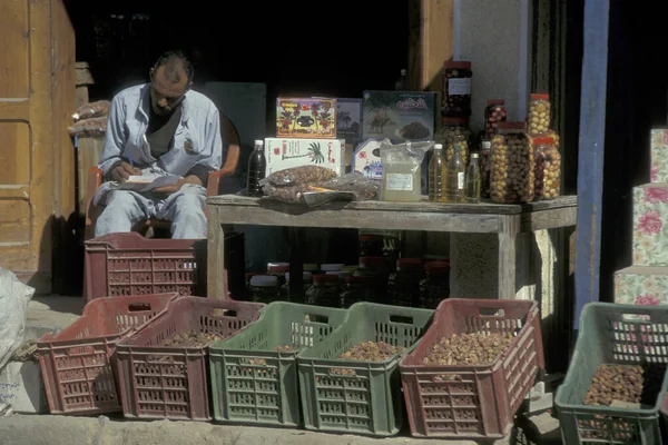 Ein Dattelgeschäft Auf Dem Lebensmittelmarkt Alten Dorf Siwa Der Libyschen — Stockfoto