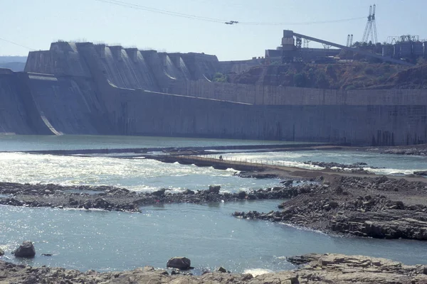 Canteiro Obras Barragem Sarovar Sardar Rio Narmada Perto Cidade Kavadiya — Fotografia de Stock