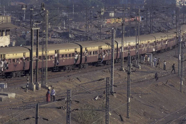 stock image a Train of the Indian Railway in the city of Surat in the Province Gujarat in India.  India, Gujarat, April, 1998