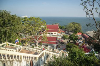 Wat Khao Takiab, Tayland 'ın Prachuap Khiri Khan şehrindeki Hua Hin şehrinin güneyindeki Khao Takiab kasabasındaki Chpstick Tepesi' nde, Aralık 2022