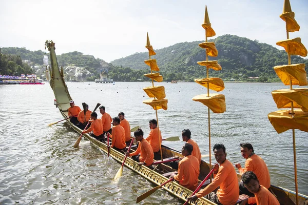 Dragonboat Traditionnel Décoratet Longboat Sur Lac Khao Tao Lors Course — Photo