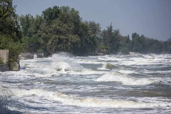 Spiaggia Hua Hin Inondata Tempesta Vento Pioggia Sulla Costa Nella — Foto Stock