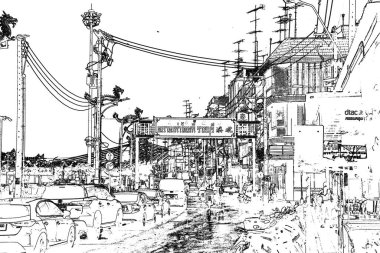 Tayland, Tayland, Tayland, Ratchaburi, 14 Kasım 2023 'te şehir ve Ratchaburi' deki çarşıya yakın Voradech Yolu