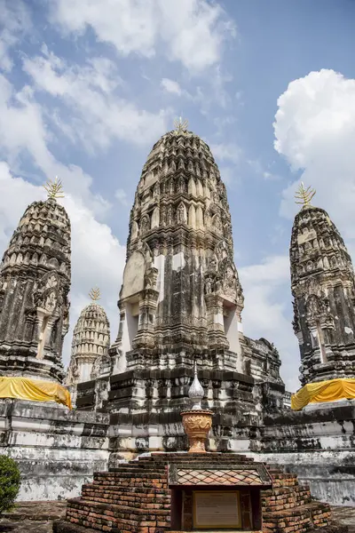 Four Stupas Pagodas Wat Mahathat Worawihan City Province Ratchaburi Thailand — Stock Photo, Image