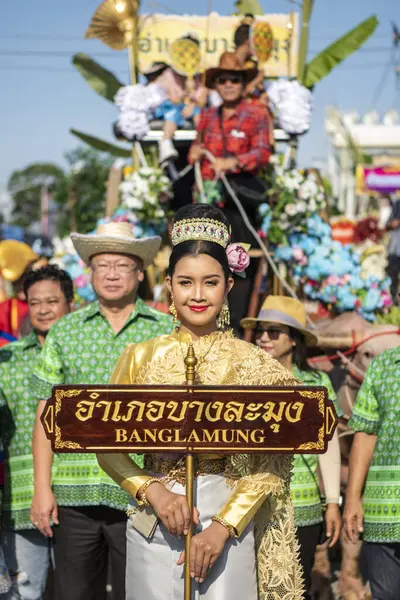 People Buffalos Parade Buffalo Race Festival Wing Khwai Mueang Chonburi — Foto de Stock