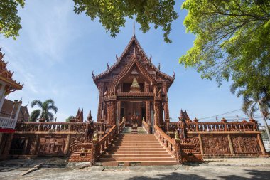 Wat Nakhon Nueang Khet veya Wat Ton Taan Tayland 'ın Chachoengsao şehrinin Mueang Chachoengsao şehrinin yakınlarında. Tayland, Chachoengsao, Kasım, 3, 2023