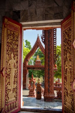 Wat Nakhon Nueang Khet veya Wat Ton Taan Tayland 'ın Chachoengsao şehrinin Mueang Chachoengsao şehrinin yakınlarında. Tayland, Chachoengsao, Kasım, 3, 2023