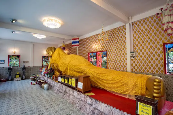Reclining Buddha Wat Thep Nimit City Mueang Chachoengsao City Province — Stock Photo, Image