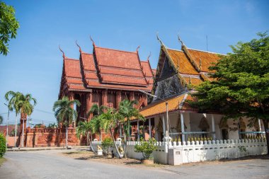 Wat Nakhon Nueang Khet veya Wat Ton Taan Tayland 'ın Chachoengsao şehrinin Mueang Chachoengsao şehrinin yakınlarında. Tayland, Chachoengsao, Kasım, 3, 2023