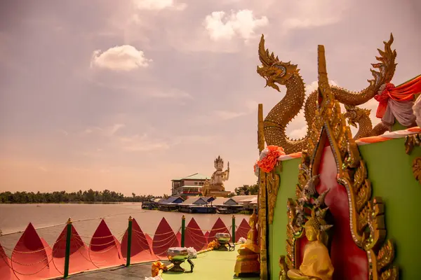 Large Lotus Island Wat Saman Rattanaram City Mueang Chachoengsao City — Stock Photo, Image
