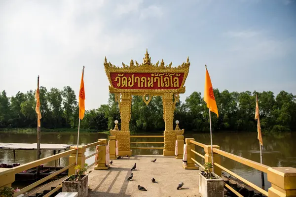 Pier Bang Pakong Fluss Des Wat Pak Nam Jolo Der — Stockfoto