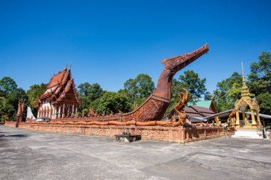 Ship Temple of Wat Sa Prasan Suk in the city centre of Ubon Ratchathani and Province Ubon Ratchathani in Thailand.  Thailand, Ubon Ratchathani, November, 24, 2023 clipart