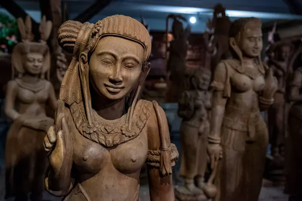 Tajlandia Nakhon Pathom Listopada 2023 Figury Rzeźbiarskie Wood Land Museum — Zdjęcie stockowe