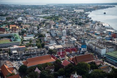7 Aralık 2023 'te Tayland' ın Samut Prakan ilindeki Samut Prakan kentinin üzerindeki kuleden görüntü.