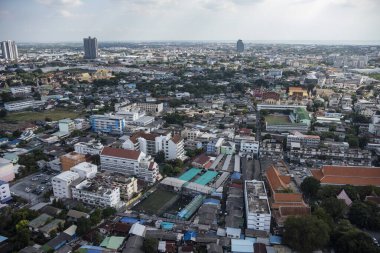 7 Aralık 2023 'te Tayland' ın Samut Prakan ilindeki Samut Prakan kentinin üzerindeki kuleden görüntü.