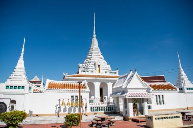 Wat Prot Ket Chettharam, Tayland 'ın Samut Prakan kenti yakınlarındaki Phra Pradaeng kasabasında. Tayland, Samut Prakan, 7 Aralık 2023
