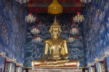 Wat Devaraj Kunchon 'un içindeki Buda Tayland' ın Bangkok şehrinde Thewet 'de. Tayland, Bangkok, 9 Aralık 2023