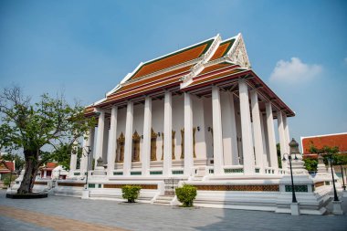 Banglamphu 'daki Wat Mahannapharam Worawihan, Tayland' ın Bangkok şehrinde. Tayland, Bangkok, 10 Aralık 2023