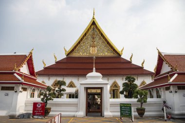 Banglamphu 'daki Wat Chana Songkhram, Tayland' ın Bangkok şehrinde. Tayland, Bangkok, 10 Aralık 2023