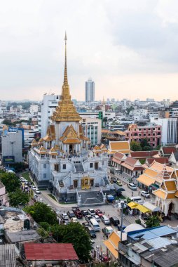 Wat Traimit Withayaram Worawihan 'ın Tayland' daki Bangkok şehrindeki manzarası. Tayland, Bangkok, 6 Kasım 2023