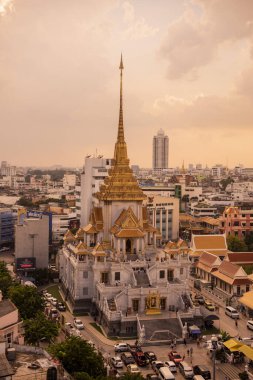 Wat Traimit Withayaram Worawihan 'ın Tayland' daki Bangkok şehrindeki manzarası. Tayland, Bangkok, 6 Kasım 2023