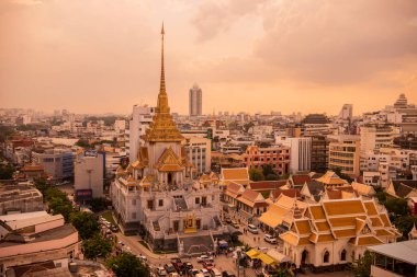 Wat Traimit Withayaram Worawihan 'ın Tayland' daki Bangkok şehrindeki manzarası. Tayland, Bangkok, 6 Kasım 2023