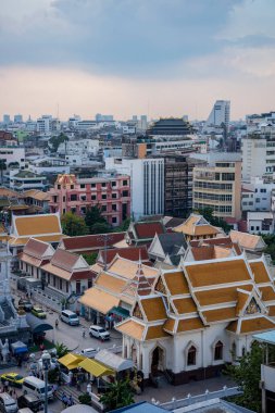 Wat Traimit Withayaram Worawihan 'ın Tayland' daki Bangkok şehrindeki manzarası. Tayland, Bangkok, 6 Kasım 2023