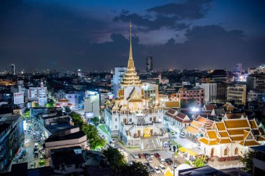 Wat Traimit Withayaram Worawihan 'ın Tayland' daki Bangkok şehrindeki manzarası. Tayland, Bangkok, 6 Kasım 2023