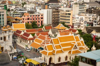 Wat Traimit Withayaram Worawihan 'ın Tayland' daki Bangkok şehrindeki manzarası. Tayland, Bangkok, 7 Kasım 2023