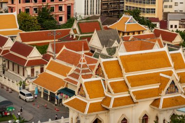 Wat Traimit Withayaram Worawihan 'ın Tayland' daki Bangkok şehrindeki manzarası. Tayland, Bangkok, 7 Kasım 2023