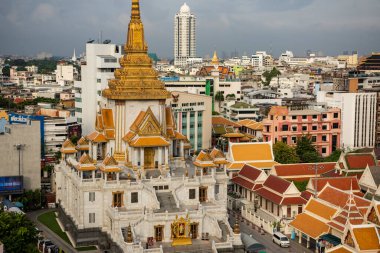 Wat Traimit Withayaram Worawihan 'ın Tayland' daki Bangkok şehrindeki manzarası. Tayland, Bangkok, 7 Kasım 2023