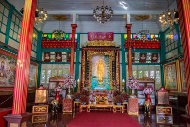 the Kuan Yim Shrine, Thian Fah Foundation in China Town in the city of Bangkok in Thailand.  Thailand, Bangkok, November, 8, 2023 clipart
