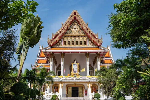 Wat Samphanthawongsaram Worawihanra Eller Wat Koh China Town Staden Bangkok Stockbild