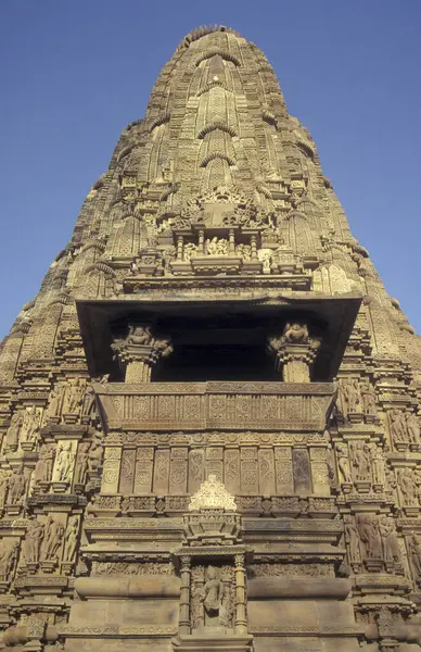 Stock image view of the Erotic Temple and Hindu Temple of Kandarija Mahadeva Temple in the city of Khajurao in Province Madhya Pradesh in India. India, Khajurao, April, 1998