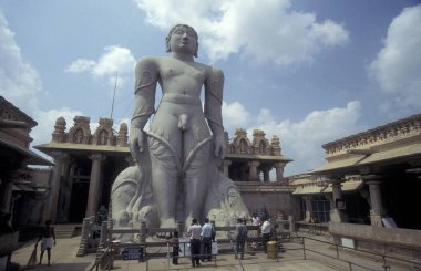 The figure of Gomateshwara Buddha Statue on the Vindhyagiri Hill in the town of Shravanbelagola in the Province of Karnataka in India. clipart