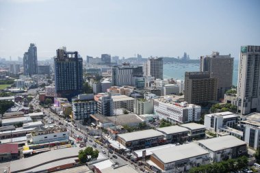 Pattaya 'nın Skyline' ı, Pattaya 'daki Dai Song Yolu ve Pattaya Körfezi ve Tayland' daki Chonburi Bölgesi, Pattaya, Kasım 2024