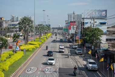 Pattaya şehrindeki Sukhumvit Yolu ve Tayland 'daki Chonburi ili, Pattaya, Kasım 2024