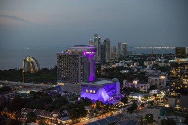 Naklua City 'deki Büyük Merkez Noktası manzarası Pattaya şehri ve Tayland' da Chonburi ili yakınlarındaki Hotel Centre Point 'ten, Ekim 2024