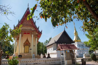 Wat Phrathat Kham Kaen Tayland 'ın Khon Kaen ilinde. Tayland, Khon Kaen, 8 Aralık 2024