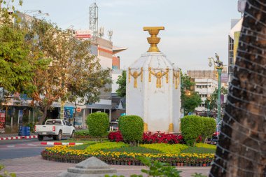 Khon Kaen şehir merkezindeki City Pillar Tapınağı 'na park et ve Tayland' daki Khon Kaen iline. Tayland, Khon Kaen, 8 Aralık 2024